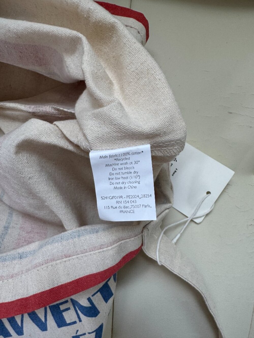 NWT Sezane limited edition Italy l'Avventura cotton canvas tote red stripe heart - Picture 7 of 8